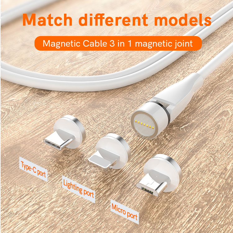 540 Degree Rotation Fast Charger Phone Android Micro Type C 3 in 1 Cable